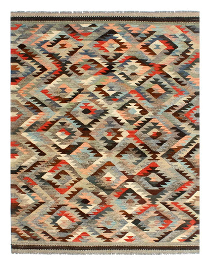 Tappeto Kilim Kaudani Afghan fatto a mano multicolore 305x203cm