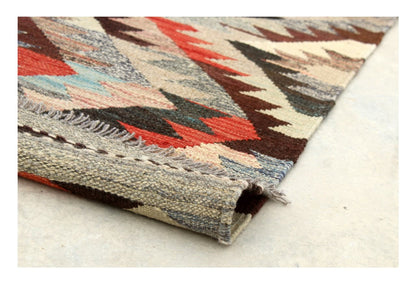 Tappeto Kilim Kaudani Afghan fatto a mano multicolore 305x203cm