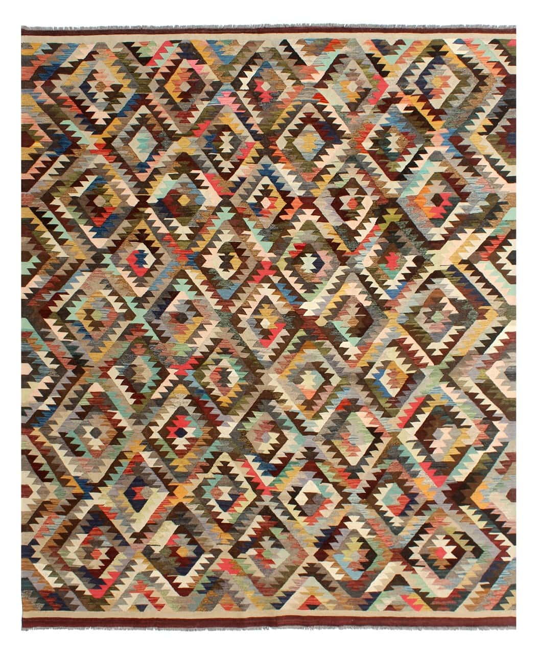 Tappeto Kilim Kaudani Afghan fatto a mano multicolore 390x308cm
