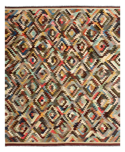 Tappeto Kilim Kaudani Afghan fatto a mano multicolore 390x308cm