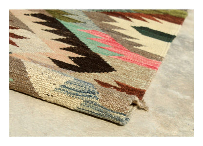 Tappeto Kilim Kaudani Afghan fatto a mano multicolore 300x200cm