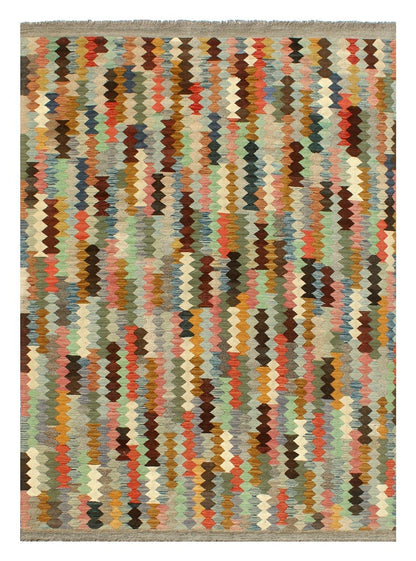 Tappeto Kilim Kaudani Afghan fatto a mano multicolore 303x200cm