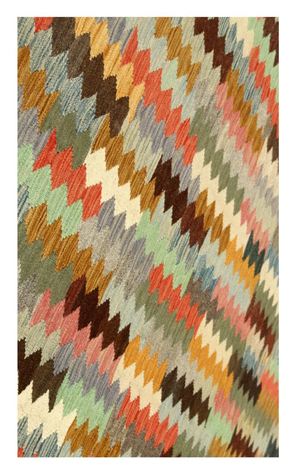 Tappeto Kilim Kaudani Afghan fatto a mano multicolore 303x200cm
