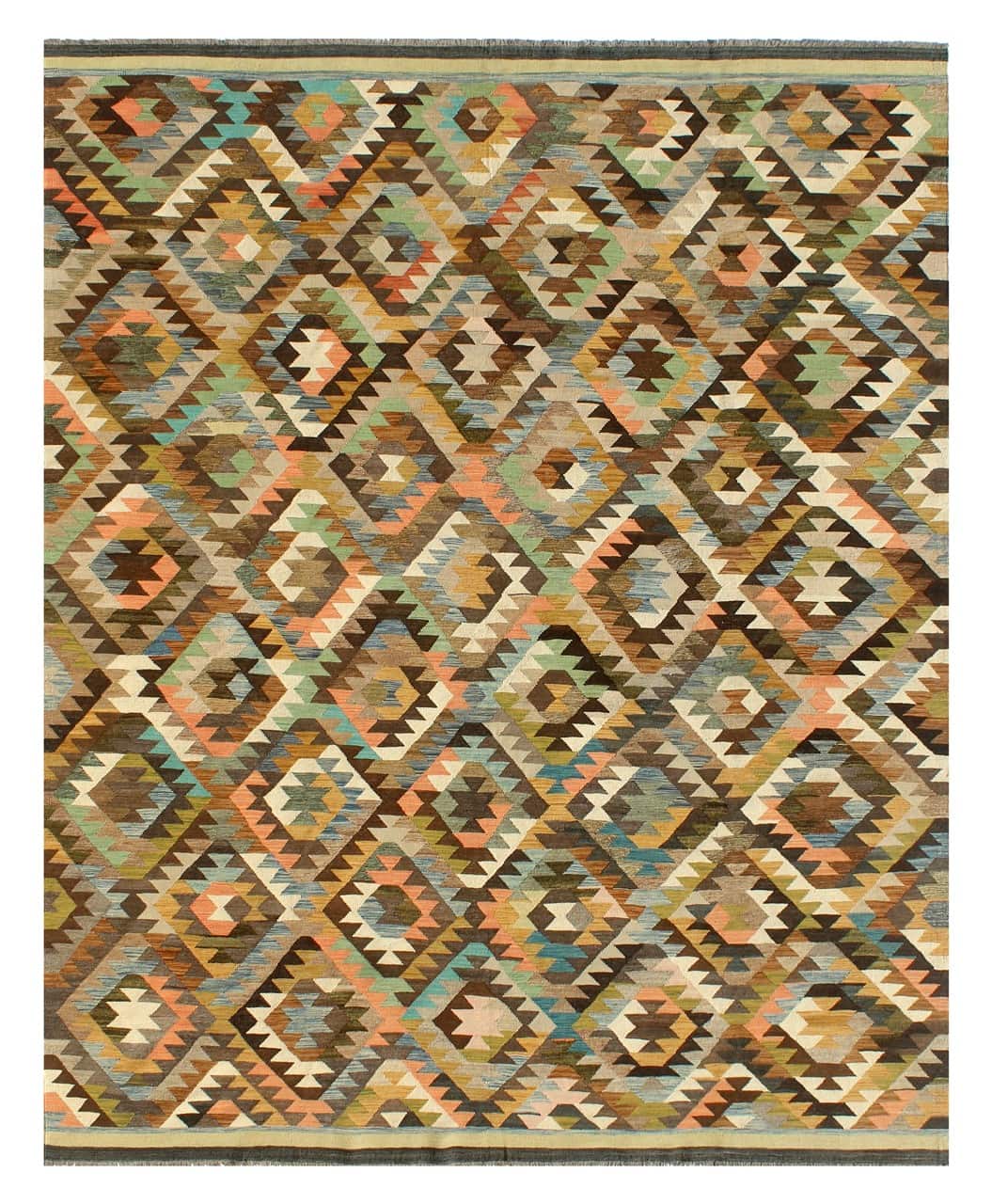 Tappeto Kilim Kaudani Afghan fatto a mano multicolore 395x300cm