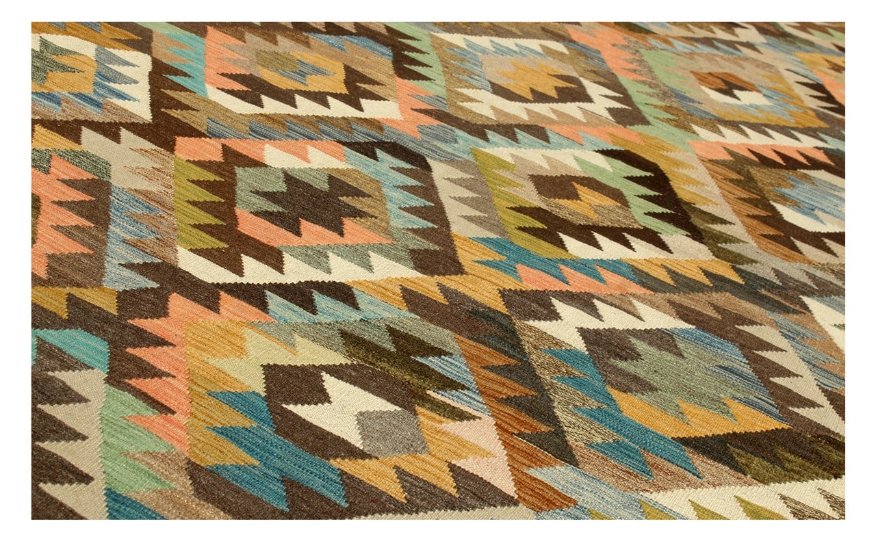 Tappeto Kilim Kaudani Afghan fatto a mano multicolore 395x300cm