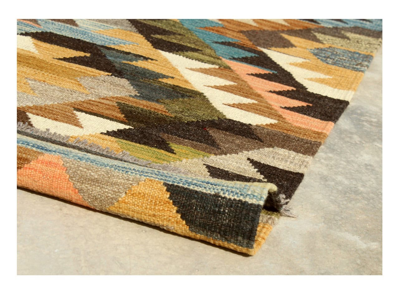 Tappeto Kilim Kaudani Afghan fatto a mano multicolore 395x300cm