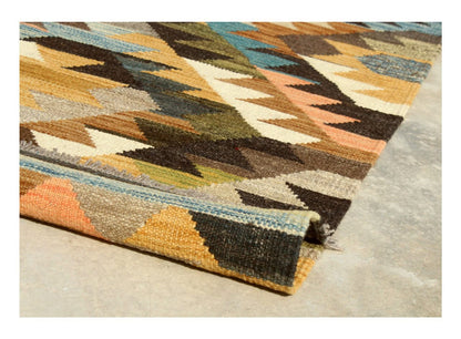 Tappeto Kilim Kaudani Afghan fatto a mano multicolore 395x300cm