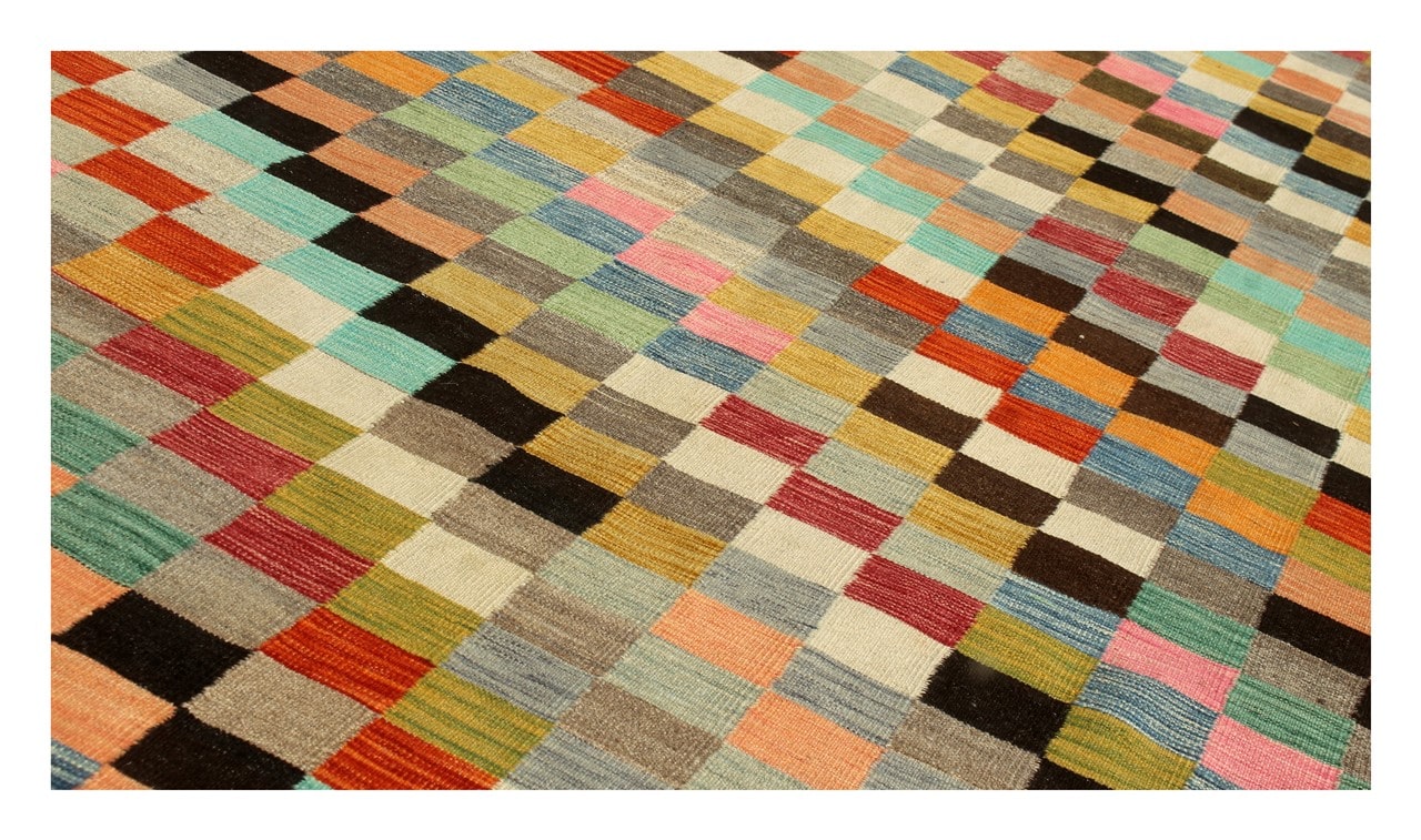 Tappeto Kilim Kaudani Afghan fatto a mano multicolore 390x295cm