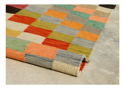 Tappeto Kilim Kaudani Afghan fatto a mano multicolore 390x295cm