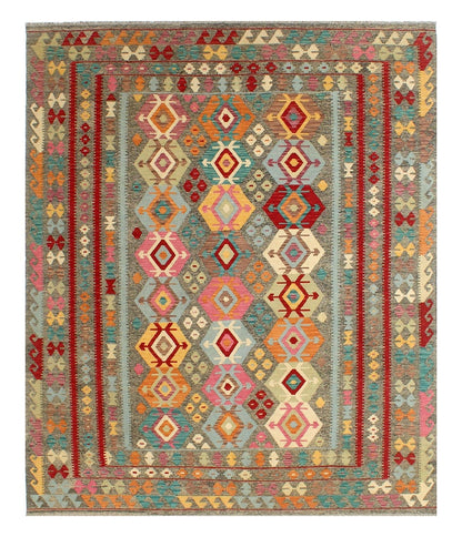 Tappeto Kilim Kaudani Afghan fatto a mano multicolore 306x250cm