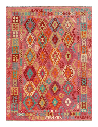 Tappeto Kilim Kaudani Afghan fatto a mano multicolore 299x207cm