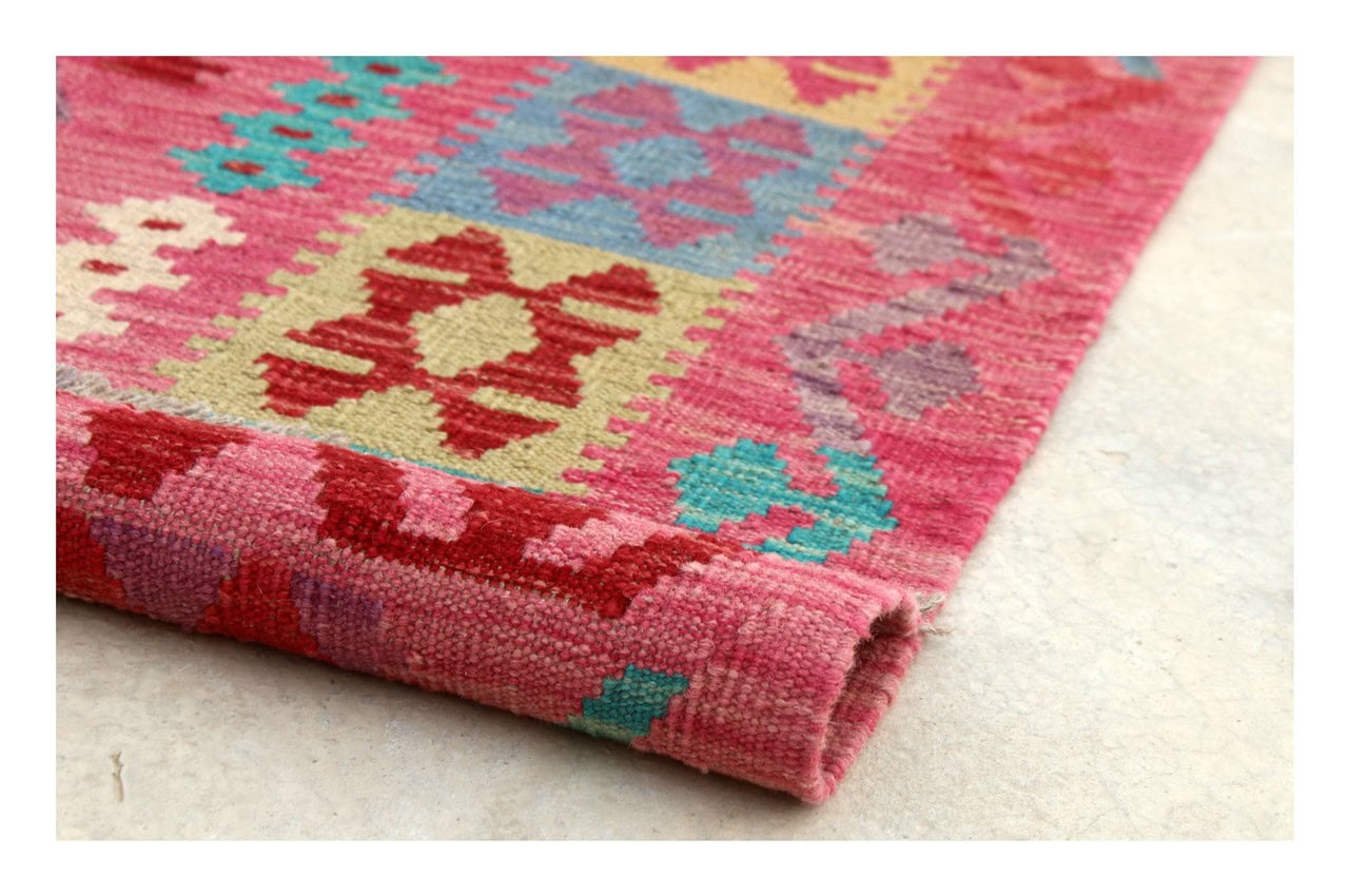 Tappeto Kilim Kaudani Afghan fatto a mano multicolore 299x207cm