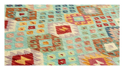 Tappeto Kilim Kaudani Afghan fatto a mano multicolore 297x205cm