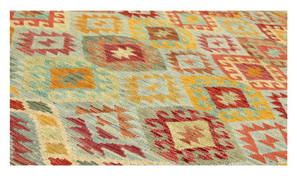 Tappeto Kilim Kaudani Afghan fatto a mano multicolore 294x204cm