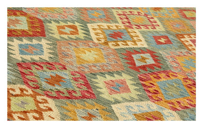 Tappeto Kilim Kaudani Afghan fatto a mano multicolore 296x208cm
