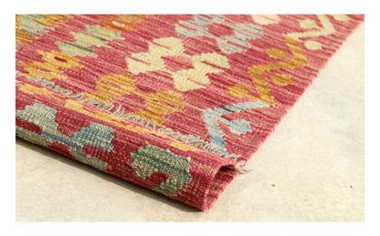 Tappeto Kilim Kaudani Afghan fatto a mano multicolore 296x208cm