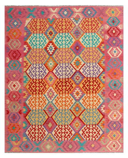Tappeto Kilim Kaudani Afghan fatto a mano multicolore 306x217cm