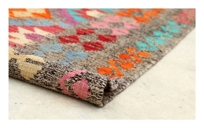 Tappeto Kilim Kaudani Afghan fatto a mano multicolore 291x210cm