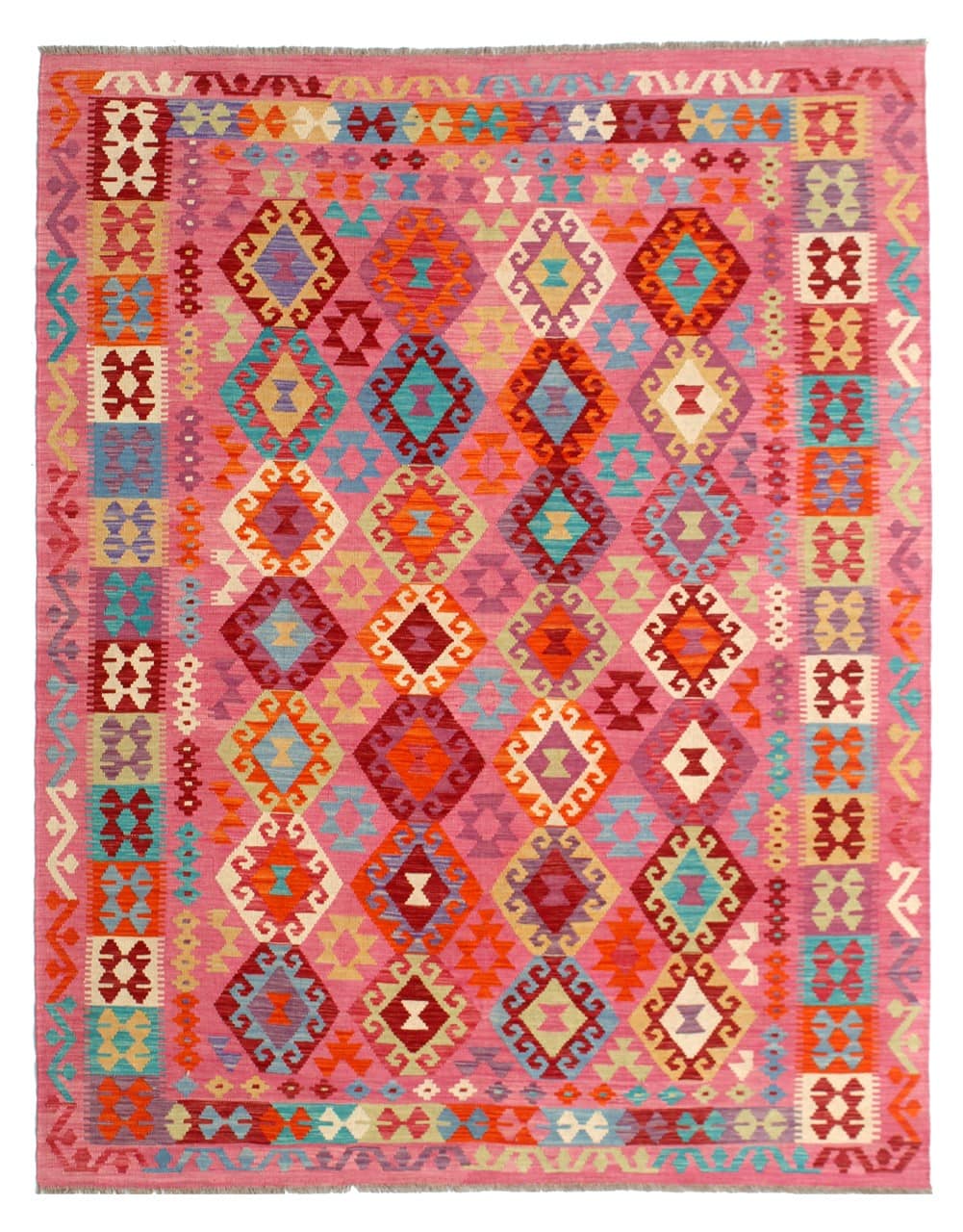 Tappeto Kilim Kaudani Afghan fatto a mano multicolore 297x204cm