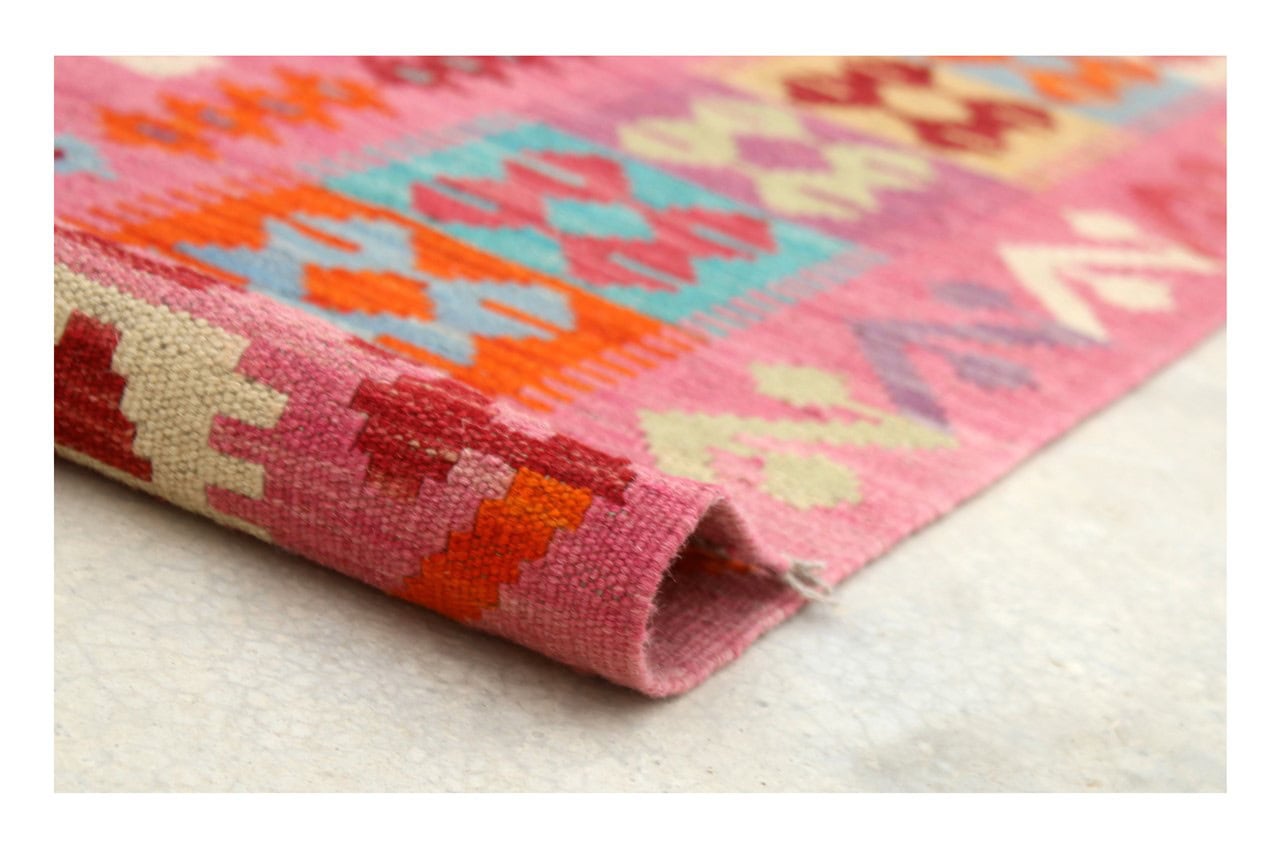 Tappeto Kilim Kaudani Afghan fatto a mano multicolore 297x204cm