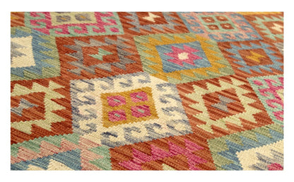 Tappeto Kilim Kaudani Afghan fatto a mano multicolore 299x209cm