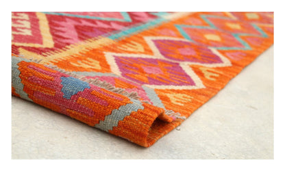 Tappeto Kilim Kaudani Afghan fatto a mano multicolore 306x209cm