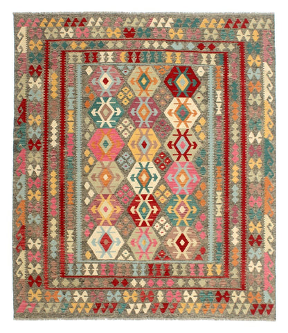 Tappeto Kilim Kaudani Afghan fatto a mano multicolore 293x255cm