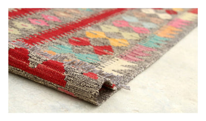 Tappeto Kilim Kaudani Afghan fatto a mano multicolore 302x250cm