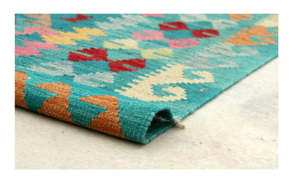 Tappeto Kilim Kaudani Afghan fatto a mano multicolore 340x257cm