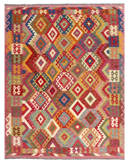 Tappeto Kilim Kaudani Afghan fatto a mano multicolore 295x209cm