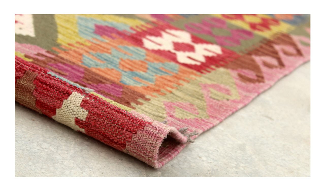 Tappeto Kilim Kaudani Afghan fatto a mano multicolore 295x209cm