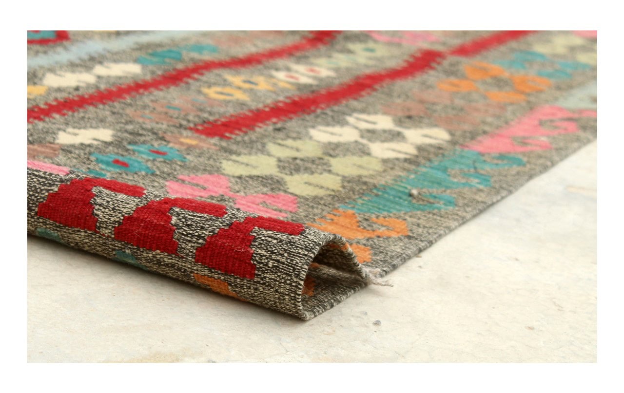 Tappeto Kilim Kaudani Afghan fatto a mano multicolore 300x248cm