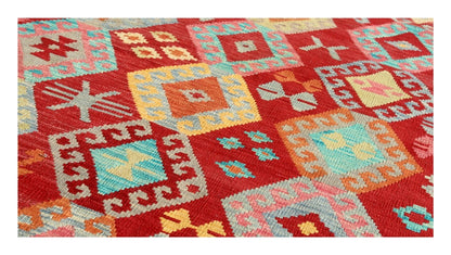 Tappeto Kilim Kaudani Afghan fatto a mano multicolore 301x210cm
