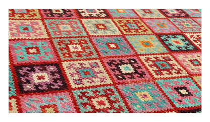 Tappeto Kilim Kaudani Afghan fatto a mano multicolore 292x260cm