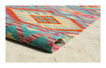 Tappeto Kilim Kaudani Afghan fatto a mano multicolore 297x250cm