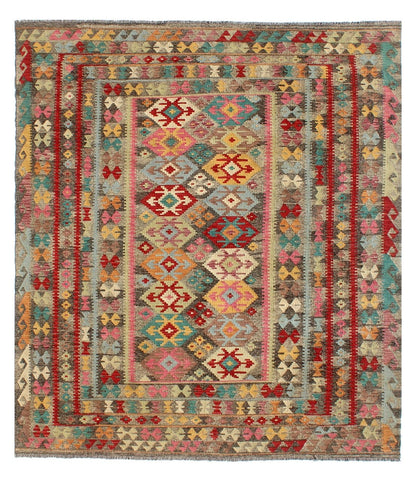 Tappeto Kilim Kaudani Afghan fatto a mano multicolore 298x249cm