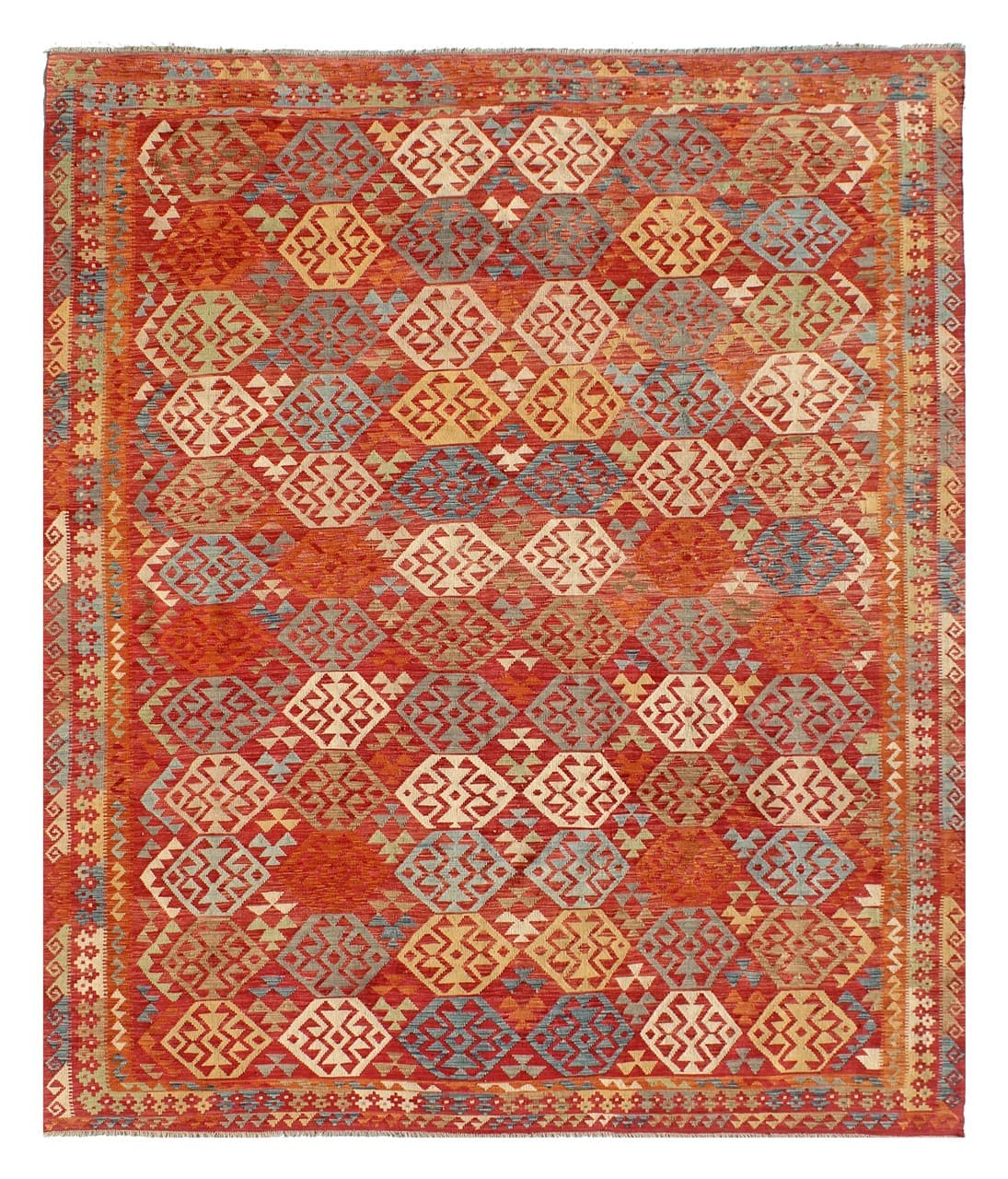 Tappeto Kilim Kaudani Afghan fatto a mano multicolore 396x298cm