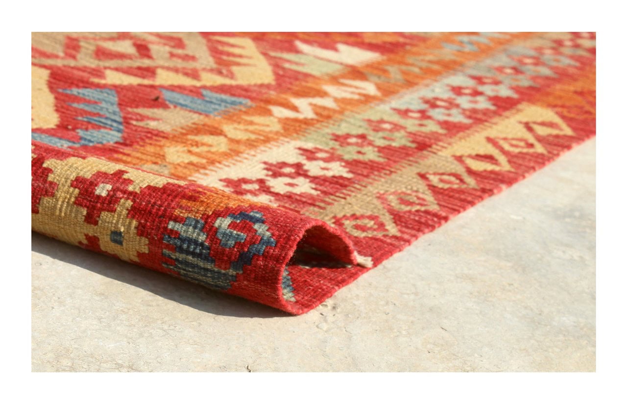 Tappeto Kilim Kaudani Afghan fatto a mano multicolore 396x298cm