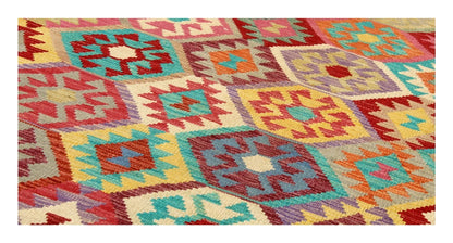 Tappeto Kilim Kaudani Afghan fatto a mano multicolore 298x204cm