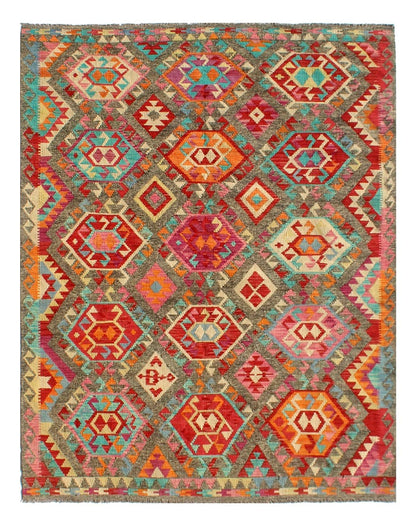 Tappeto Kilim Kaudani Afghan fatto a mano multicolore 303x208cm