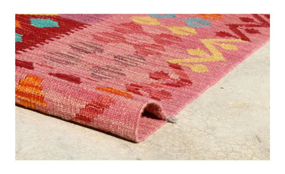 Tappeto Kilim Kaudani Afghan fatto a mano multicolore 300x207cm