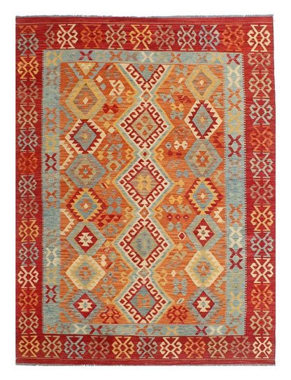 Tappeto Kilim Kaudani Afghan fatto a mano multicolore 299x202cm