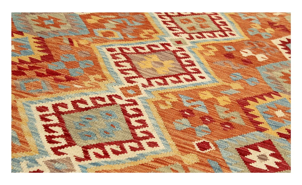 Tappeto Kilim Kaudani Afghan fatto a mano multicolore 299x202cm