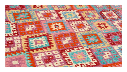 Tappeto Kilim Kaudani Afghan fatto a mano multicolore 307x204cm