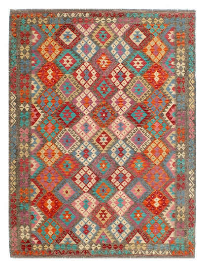 Tappeto Kilim Kaudani Afghan fatto a mano multicolore 295x205cm