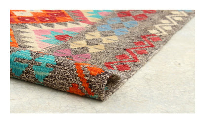 Tappeto Kilim Kaudani Afghan fatto a mano multicolore 295x205cm
