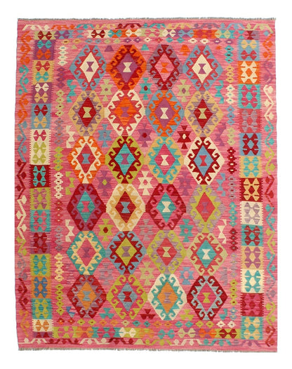 Tappeto Kilim Kaudani Afghan fatto a mano multicolore 298x210cm