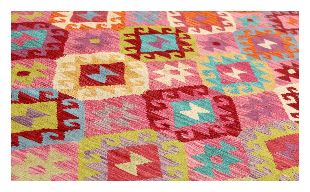Tappeto Kilim Kaudani Afghan fatto a mano multicolore 298x210cm