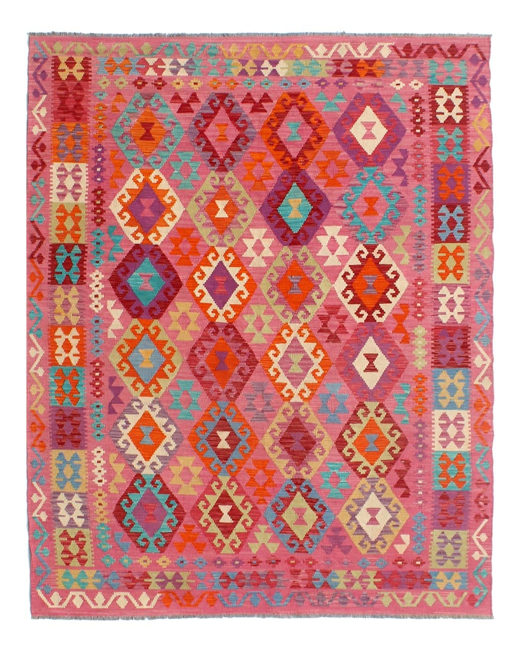 Tappeto Kilim Kaudani Afghan fatto a mano multicolore 300x205cm