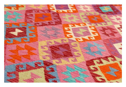 Tappeto Kilim Kaudani Afghan fatto a mano multicolore 300x205cm